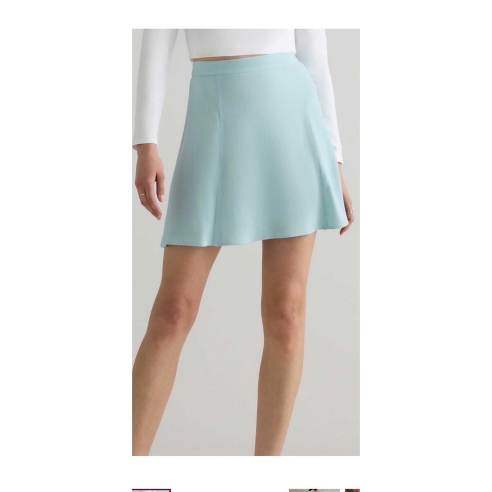 Quince Lightweight Crepe A- Line Skirt in‎ Aqua Pearl Pastel  Minimalist NWT M